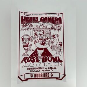 2025 Indiana University Hoosiers Football Poster Rose Bowl Alabama IU Mendoza